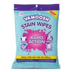 Вологі серветки для виведення плям Vamoosh Stain Wipes Rapid Action, 20 шт.
